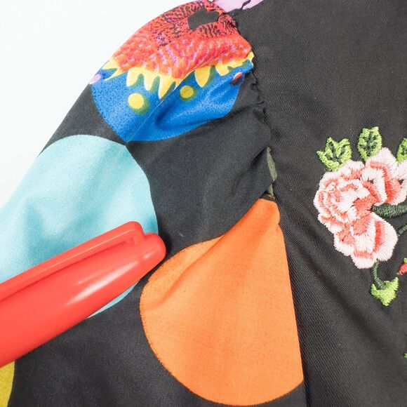 Desigual Embroidered Bomber Jacket Windbreaker Womens 40 Avant Garde Floral - Picture 9 of 16